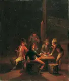 Netherlandish School 17th century, INTERIOR WITH SMOKING PEASANTS