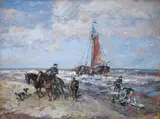 Gregor von Bochmann, BEACH WITH RIDERS AND SAILING-SHIP