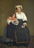 Belgian or French School, MOTHER AND DAUGHTER, Oil on canvas