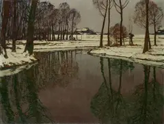 Max Clarenbach, WINTER LANDSCAPE IN THE LOWER RHINELAND, Oil on canvas