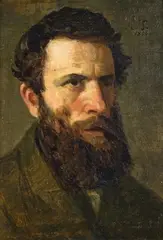Eduard von Gebhardt, PORTRAIT OF A MAN, Oil on canvas, mounted on wood