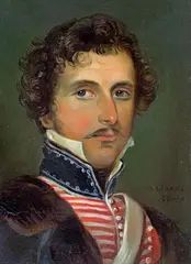August Grahl, PORTRAIT OF A MAN IN THE UNIFORM OF A HUSAR, Oil on cardboard