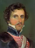 August Grahl, PORTRAIT OF A MAN IN THE UNIFORM OF A HUSAR, Oil on cardboard