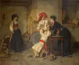 Alexandre-Marie Guillemin, INTERIOR SCENE, Oil on panel