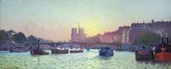 Charles Guilloux, VIEW OF PARIS WITH NOTRE-DAME AND PONT-NEUF, Oil on cardboard