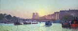 Charles Guilloux, VIEW OF PARIS WITH NOTRE-DAME AND PONT-NEUF, Oil on cardboard