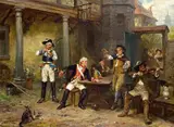 Robert Alexander Hillingford, SOLDERS IN A TAVERN, Oil on canvas (relined)