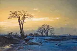 Eduard Hildebrandt, WINTERLANDSCAPE IN THE EVENING, Oil on canvas