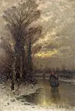 Johann Jungblut, WINTERLANDSCAPE IN THE EVENING