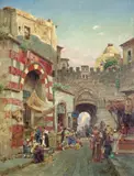 Carl Wuttke, TOWN GATE IN JERUSALEM, Oil on canvas
