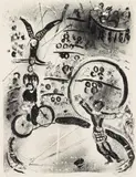Marc Chagall, Les Cyclistes, Lithograph