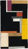 Walter Dexel, Glasbild 1924 XIV - Entwurf für ein Hinterglasbild (Design for a painting behind glass), Collage with various coloured papers and with pencil on black glossy paper