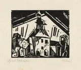 Lyonel Feininger, Rathaus von Zettelstedt I Town Hall, Zettelstedt I, Woodcut on thin Japanese laid paper