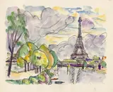 Ivo Hauptmann, Paris (The Seine with Eiffel Tower, Garden Scene)