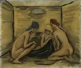 Im Baderaum (In the bath room) by Karl Hofer, Oil on canvas, sold May 2009