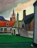 Auguste Herbin, Place du Beguinage à Bruges, Oil on canvas