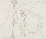 Badende in den Dünen (Bathers in Dunes) by Ernst Ludwig Kirchner, Pencil drawing on chamois coloured strong drawing paper, sold May 2009