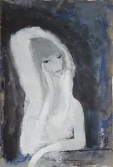 Marie Laurencin, La Mantille, Gouache and oil on paper 17.7.x 12.2 cm, framed under glass