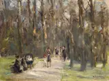 Max Liebermann, Spaziergang im Tiergarten (Walk in the Tiergarten), Oil on wood