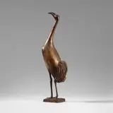 Rufender Kranich (Calling Crane) by Gerhard Marcks, Bronze sculpture. Height 56,3 cm. Mounted on rectangular bronze plinth (, sold May 2009