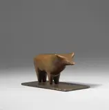 Stehende Kuh, "Maulwurfskuh" (Standing cow,"mole cow") by Ewald Mataré, Bronze sculpture. H. 7 cm on plinth (, sold May 2009