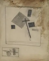 Kasimir Sewerinowitsch Malewitsch, Sensations Mélangées, Pencil drawing on chamois colored paper