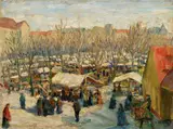 Otto Möller, Winterlicher Stadtmarkt (Town market in winter), Oil on canvas
