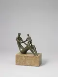 Henry Moore, Mother and Child No. 3: Child on Knee, Bronze sculpture. Height 15 cm. Mounted on marble base (