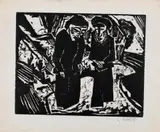 Trauernde am Strand (Mourning Women on the beach) Sad Persons on the Beach by Karl Schmidt-Rottluff, Woodcut, hand printed, on laid paper, sold May 2009