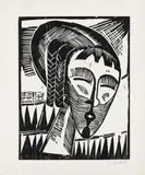 Mächen aus Kowno (Girl from Kowno) by Karl Schmidt-Rottluff, Woodcut, hand-printed, on laid paper with watermark "JWZanders", sold May 2009