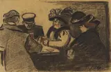 Im Wirtshaus (In a Tavern) by Heinrich Zille, Charcoal drawing, coloured chalk and opaque white on drawing paper, sold May 2009