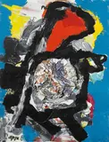 Untitled by Karel Appel, Oil, paper- and cloth-collage on cardboard, sold May 2009