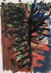 Untitled by Georg Baselitz, Acryl, watercolour and pencil on yellowish, sturdy textured paper, sold May 2009
