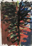 Georg Baselitz, Untitled, Acryl, watercolour and pencil on yellowish, sturdy textured paper