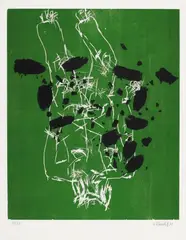 32 Punkte (32 Dots) by Georg Baselitz, Colour woodcut on cardboard, sold May 2009