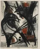 132 G by Rolf Cavael, Oil-, colour crayon and pencil on cardboard, sold May 2009