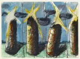 UNTITLED (DITHYRAMBIC) by Markus Lüpertz, Gouache, oil- and colour-crayon on Fabriano laid paper, sold May 2009