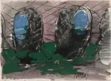Markus Lüpertz, UNTITLED (DITHYRAMBIC), Gouache, watercolour, oil-crayon on sturdy paper with left perforated margin