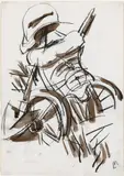 Markus Lüpertz, UNTITLED (SKETCH TO "BLACK-RED-GOLD"), Watercolour and oil-crayon on sturdy paper