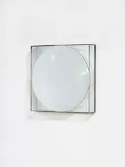 UNTITLED by Adolf Luther, Mirror object with one concave bulged half-transparent mirror diameter ca. 39.5 cm before a mirror backing mounted onto , sold May 2009