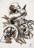 Markus Lüpertz, UNTITLED (SKETCH TO "BLACK-RED-GOLD"), Watercolour and oil crayon on paper