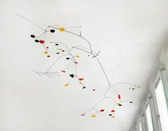 Manuel Marín, UNTITLED, Ceiling sculpture with several coloured iron elements on mobile iron bows height ca