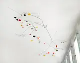 Manuel Marín, UNTITLED, Ceiling sculpture with several coloured iron elements on mobile iron bows height ca