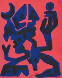 Konzept Blau-Rot 3 (Concept Blue-Red 3) by A. R. Penck, Acrylic on canvas, sold May 2009