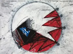 Fabrizio Plessi, UNTITLED (POST VIDEO GOING PROGETTO), Mixed media on dark gray paper