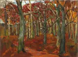 Buchenwald bei Hassley (BEECH GROVE AT HASSLEY) by Emil Schumacher, Oil on canvas, sold May 2009