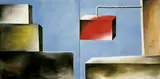 Andreas Schulze, UNTITLED, Acrylic on untreated cotton in two parts, each