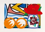 Tom Wesselmann, Still-Life with Lichtenstein and two Oranges, Colour silkscreen on museum cardboard