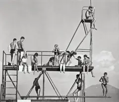 DIVING PLATFORM by Peter Keetman, Ferrotyped gelatin silver print, printed later, sold May 2009