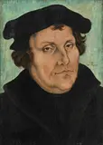 studio of Lucas Cranach the Elder, PORTRAIT OF MARTIN LUTHER, Oil on panel (parquetted)